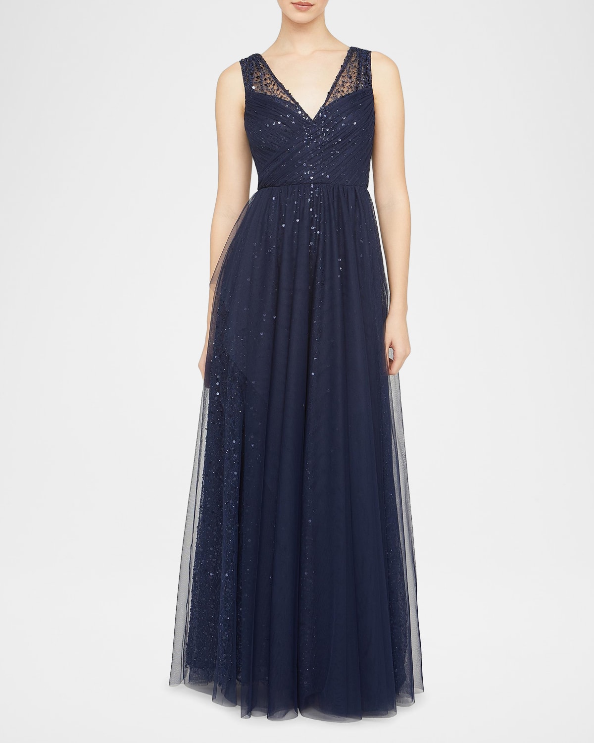 Theia Kiana Beaded V-Neck A-Line Gown
