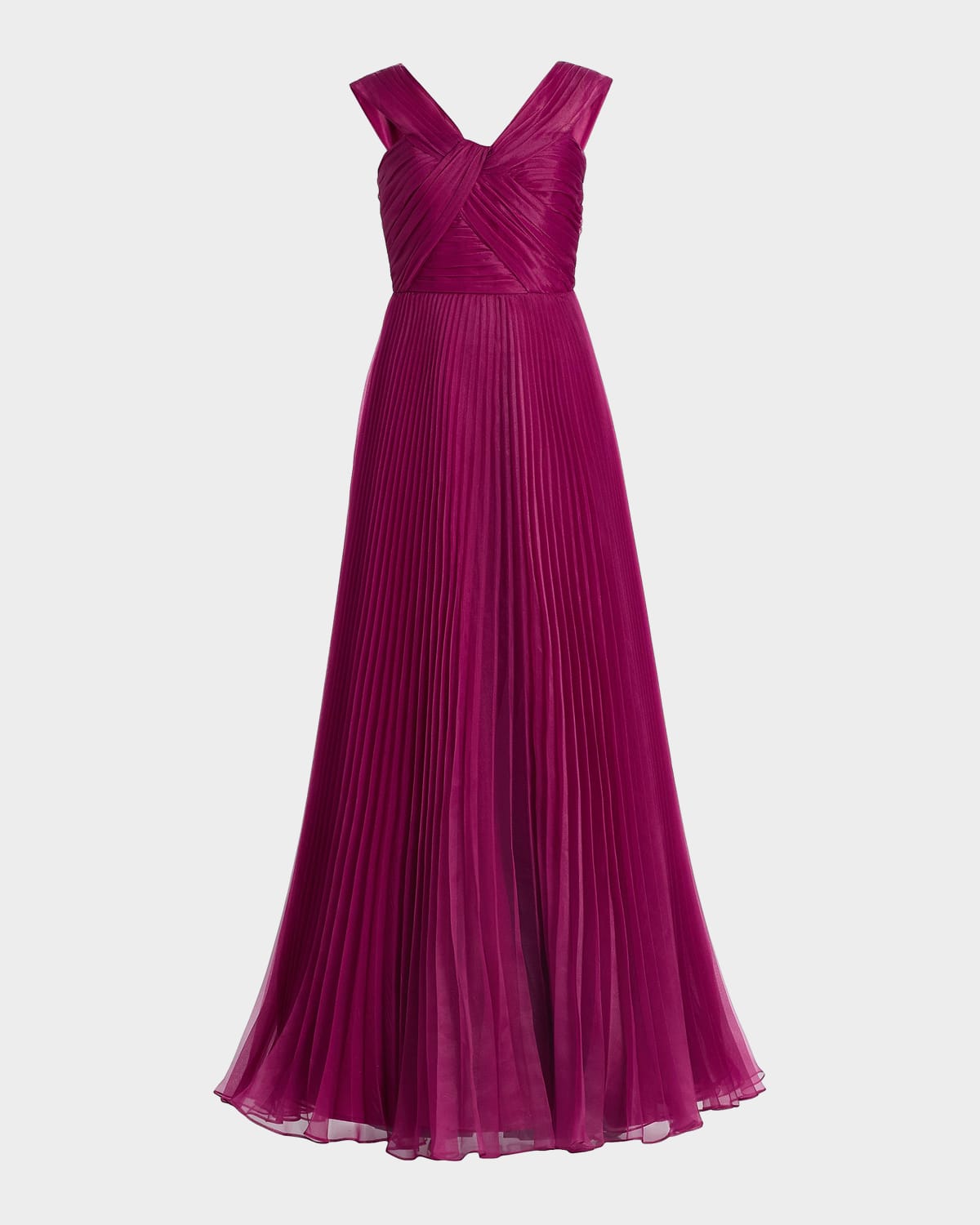Theia Laurel Pleated Organza Gown