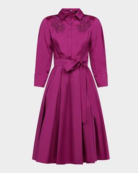Theia Rosemary Pleated Taffeta Shirtdress