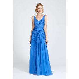 Theia Theia Fabiana Beaded Capelet Gown