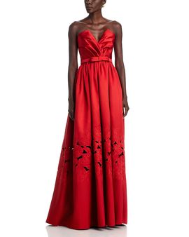 Theia Theia Lena Embroidered Mikado Gown