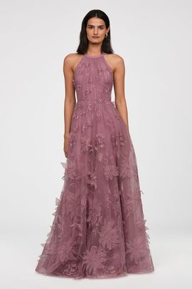 Theia Theia Lux Floral Embroidered Gown
