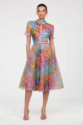 Theia Theia Marcel Organza Shirt Dress