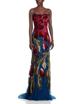 Theia Theia Marie Strapless Beaded Gown
