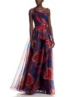 Theia Theia Meadow Printed One Shoulder Gown