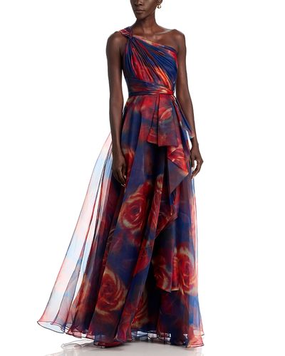 Theia Theia Meadow Printed One Shoulder Gown