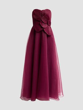 Theia Theia Women's Lyon Organza Rose Strapless Gown