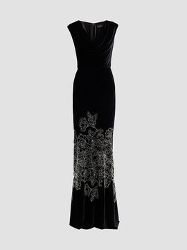 Theia Theia Women's Ophelia Beaded Velvet Gown
