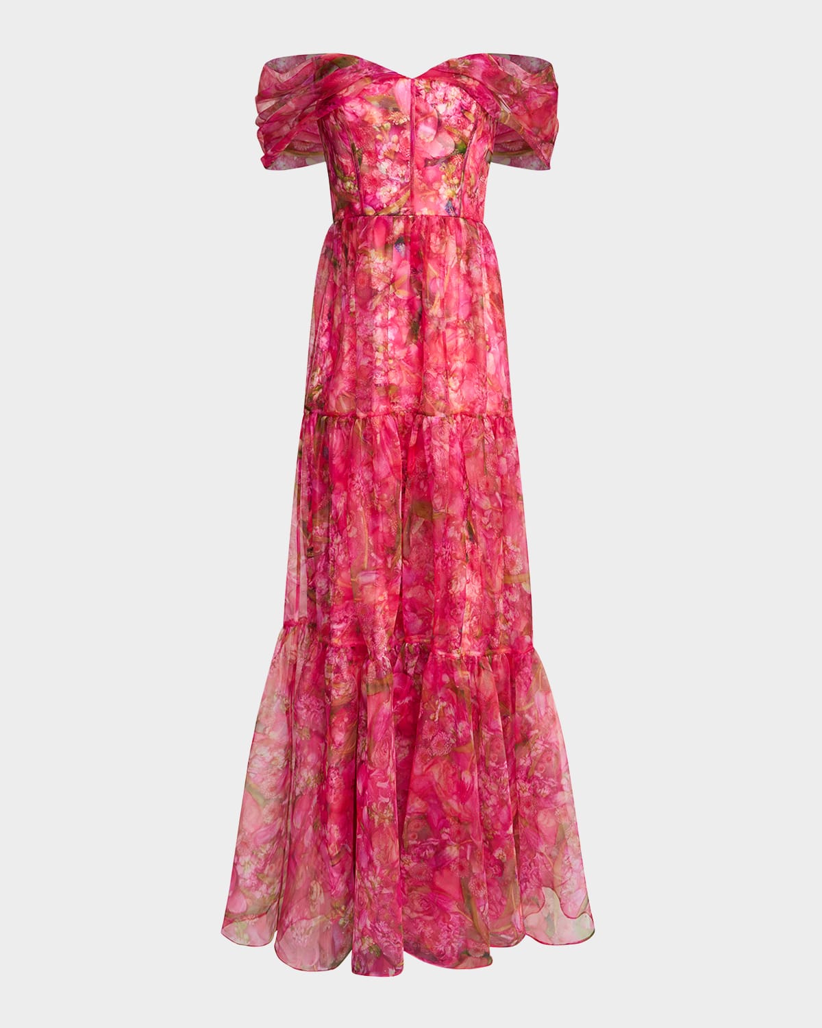 Theia Tia Tiered Off-Shoulder Organza Gown
