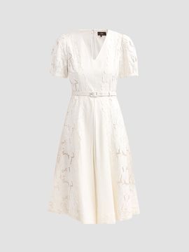 Theia Women's Amal Floral-Embroidered Midi Dress