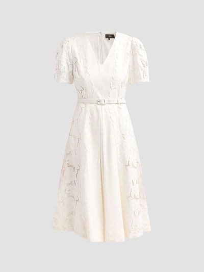 Theia Women's Amal Floral-Embroidered Midi Dress
