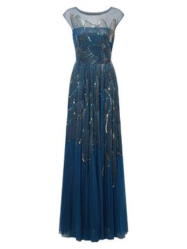 Theia Women's Ava Beaded Cap Sleeve Gown