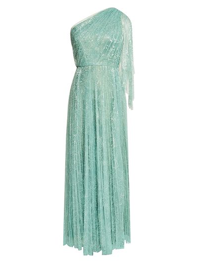 Theia Women's Carol Sequined Tulle One-Shoulder Gown