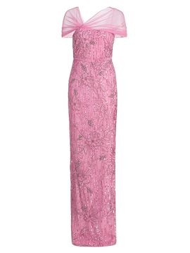 Theia Women's Clover Shawl Beaded Gown