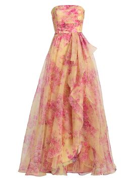 Theia Women's Fahreta Organza Strapless Gown