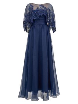 Theia Women's Ginny Embellished Organza Capelet Gown