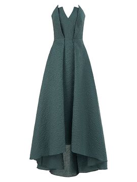 Theia Women's Imogen Strapless High-Low Jacquard Gown