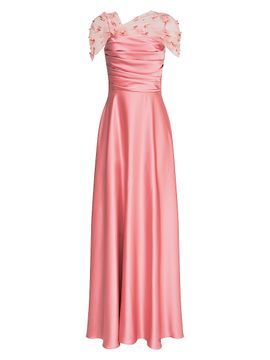 Theia Women's Luella Shawl Draped A-Line Gown