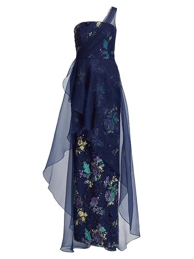 Theia Women's Noemi Floral One-Shoulder Column Gown