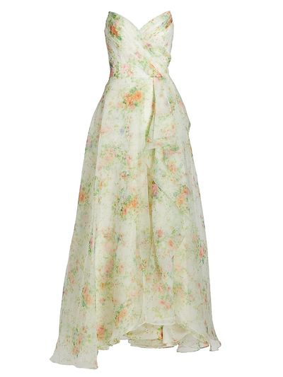 Theia Women's Tanya Organza Strapless A-Line Gown