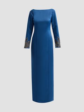 Theia Women's Thea Embellished-Cuff Duchess Satin Gown