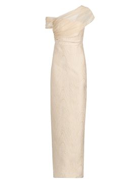 Theia Women's Zara Draped Shawl Column Dress