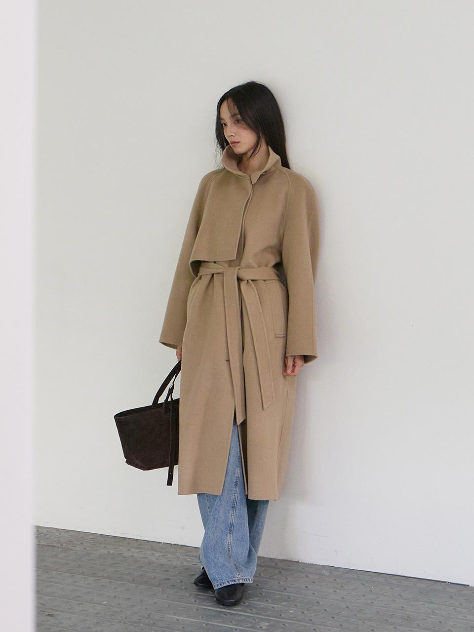 THEMARGOT HIGH NECK HANDMADE COAT (BEIGE)