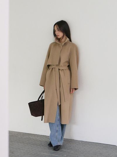 THEMARGOT HIGH NECK HANDMADE COAT (BEIGE)