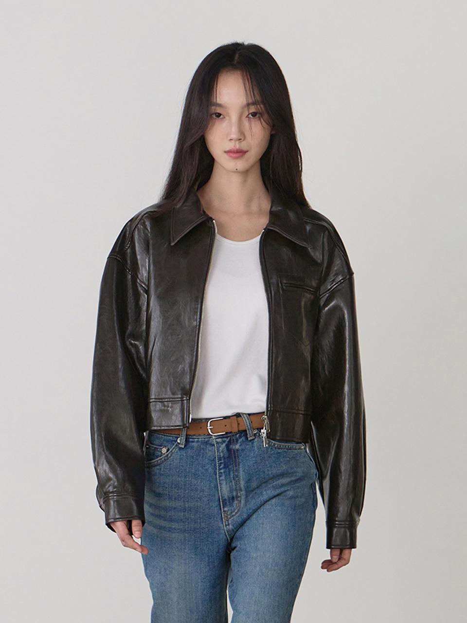 THEMARGOT MARGOT VEGAN LEATHER JK (BROWN)