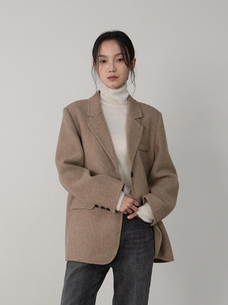 THEMARGOT WOOL TWILL HANDMADE JACKET (BEIGE)