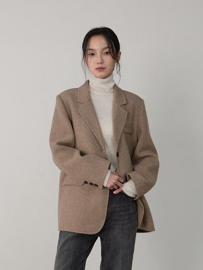 THEMARGOT WOOL TWILL HANDMADE JACKET (BEIGE)