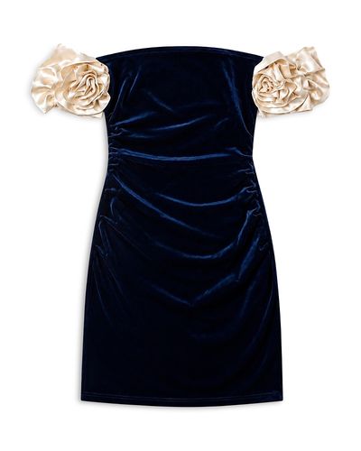 Theme Theme Girls' Montgomery Rosette Off-the-Shoulder Velour Dress