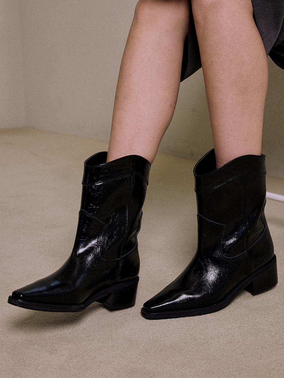 then Sasha Ankle Boots_Shiny Black