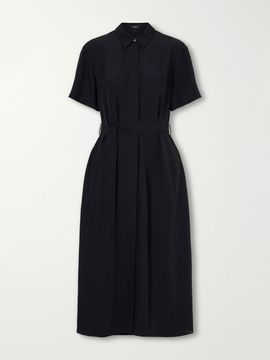 THEORY Belted crepe midi dress