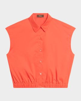 Theory Button-Front Cap-Sleeve Shirt