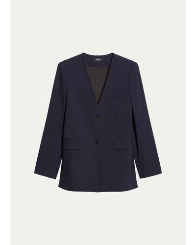 Theory Collarless V-Neck Blazer
