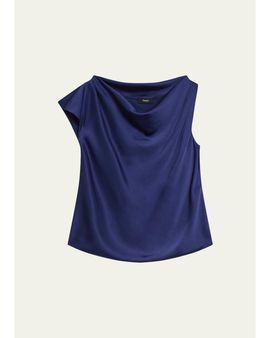 Theory Cowlneck Satin Blouse