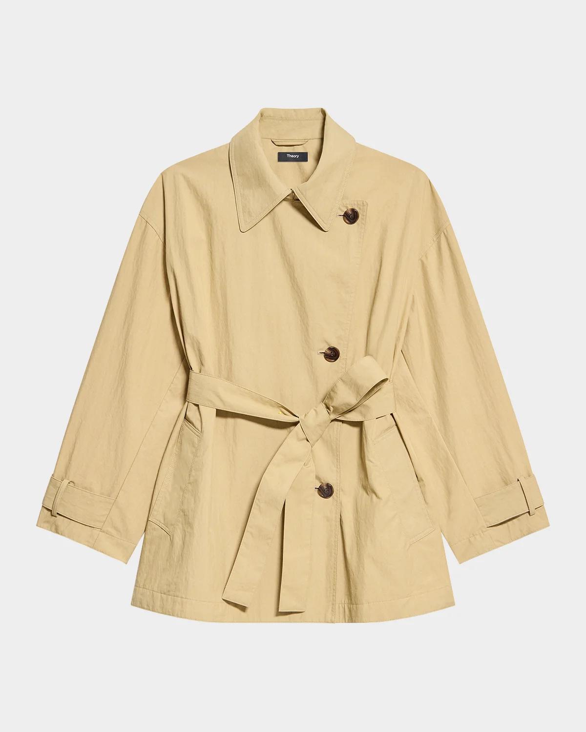 Theory Cropped Double-Breasted Trench Coat