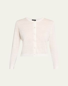 Theory Cropped Linen-Blend Cardigan