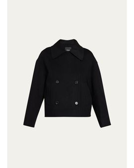 Theory Double-Breasted Wool-Cashmere Short Pea Coat