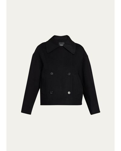 Theory Double-Breasted Wool-Cashmere Short Pea Coat