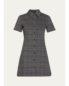 Theory Easy A-Line Glen Plaid Mini Dress