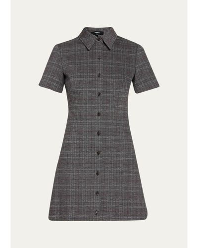 Theory Easy A-Line Glen Plaid Mini Dress