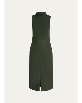 Theory Funnel-Neck Combo Midi Dress