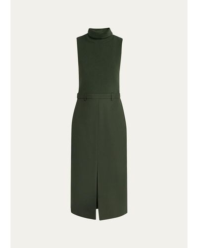 Theory Funnel-Neck Combo Midi Dress