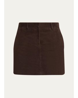 Theory Low-Rise Suede Mini Trouser Skirt