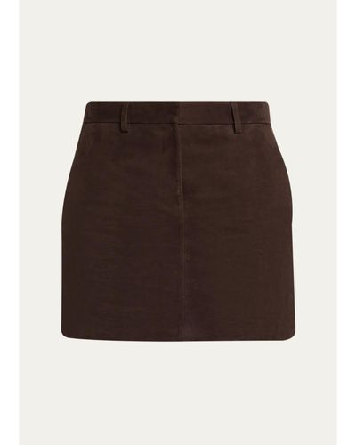 Theory Low-Rise Suede Mini Trouser Skirt