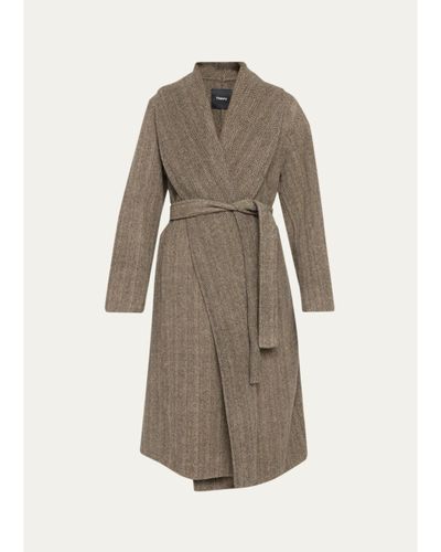 Theory Lux Herringbone Shawl Wrap Coat