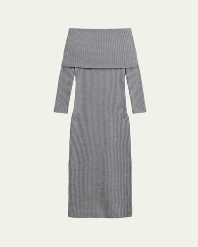 Theory Off-The-Shoulder Wool-Cashmere Sweater Dress