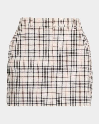 Theory Plaid Wool Mini Trouser Skirt